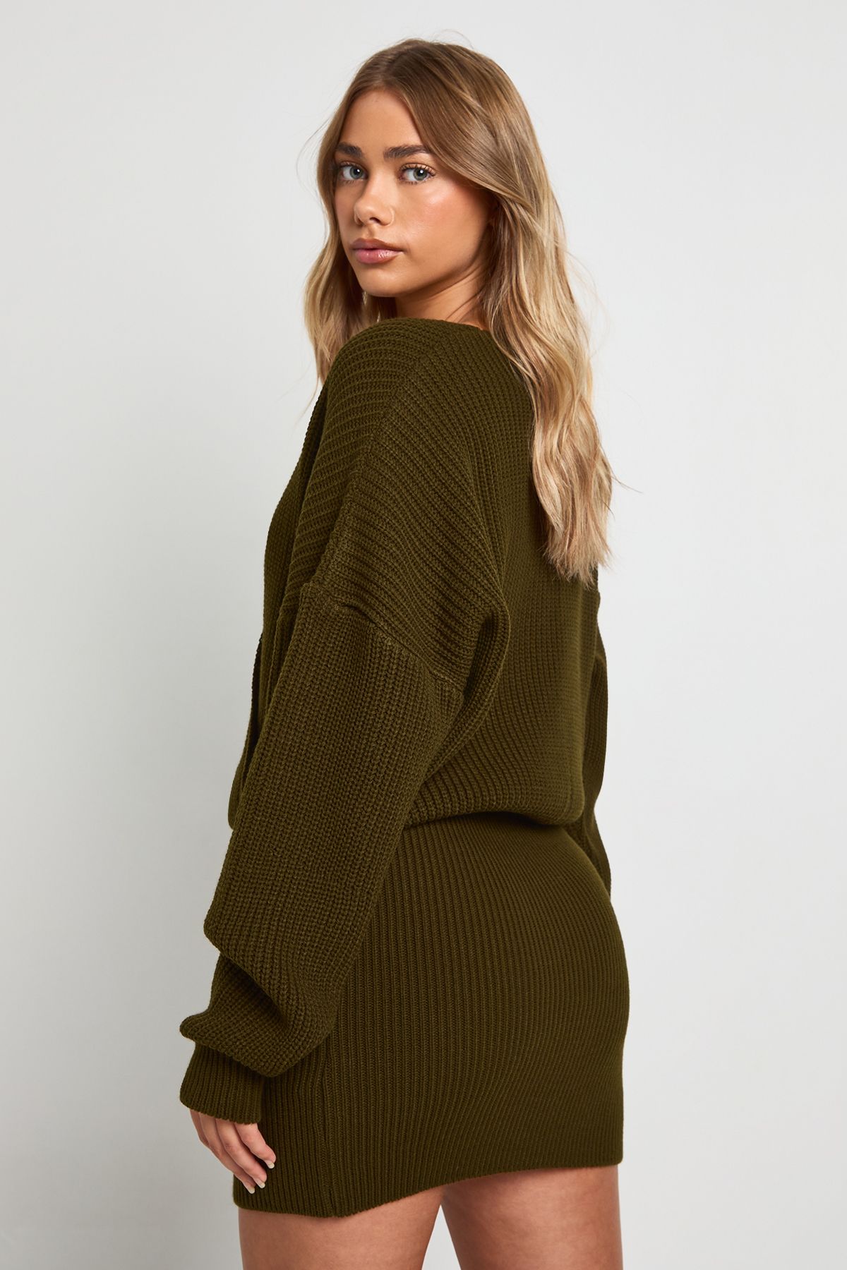 Wrap Front Knitted Mini Dress - Image 2