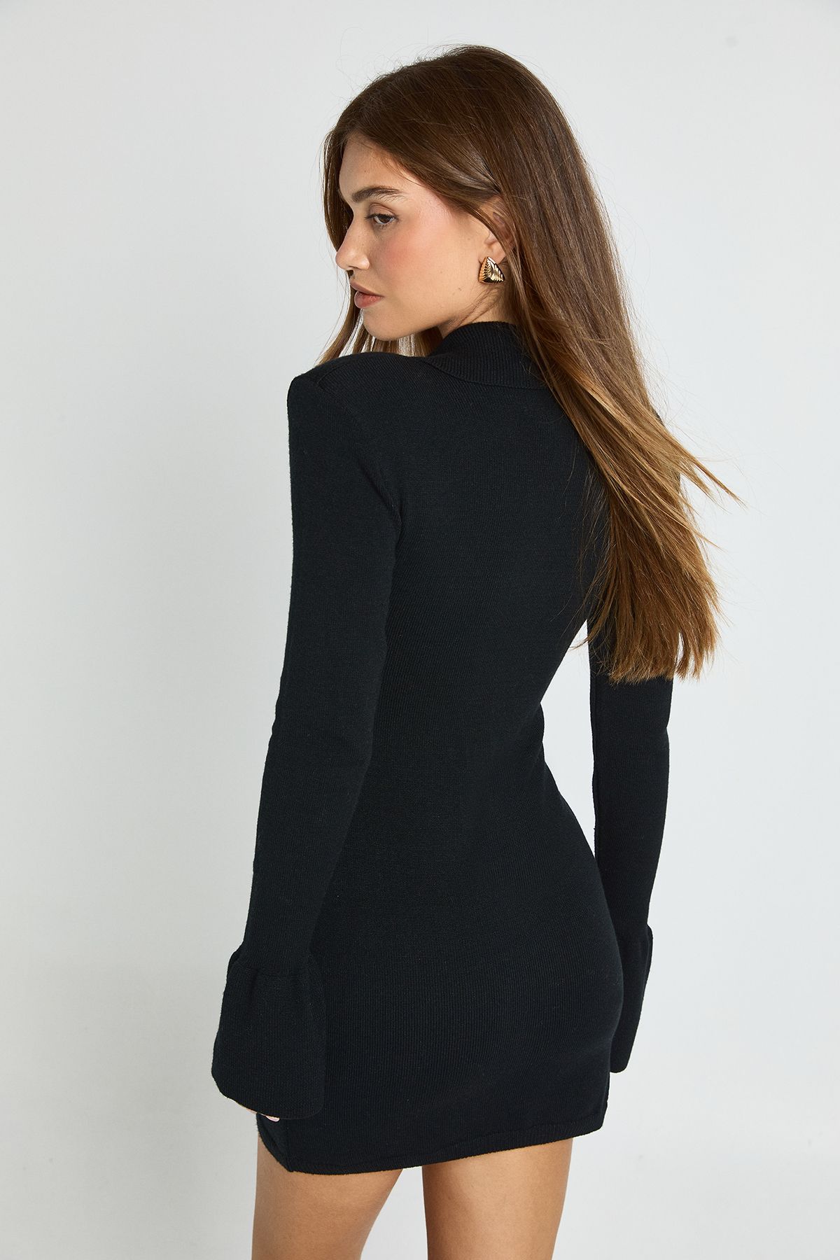 Knitted Button Through Mini Dress - Image 2