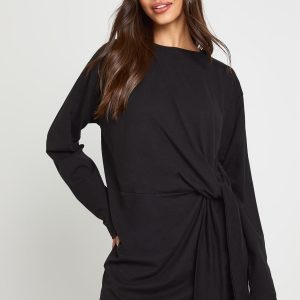 Tie Knot Waist Long Sleeve Mini Dress