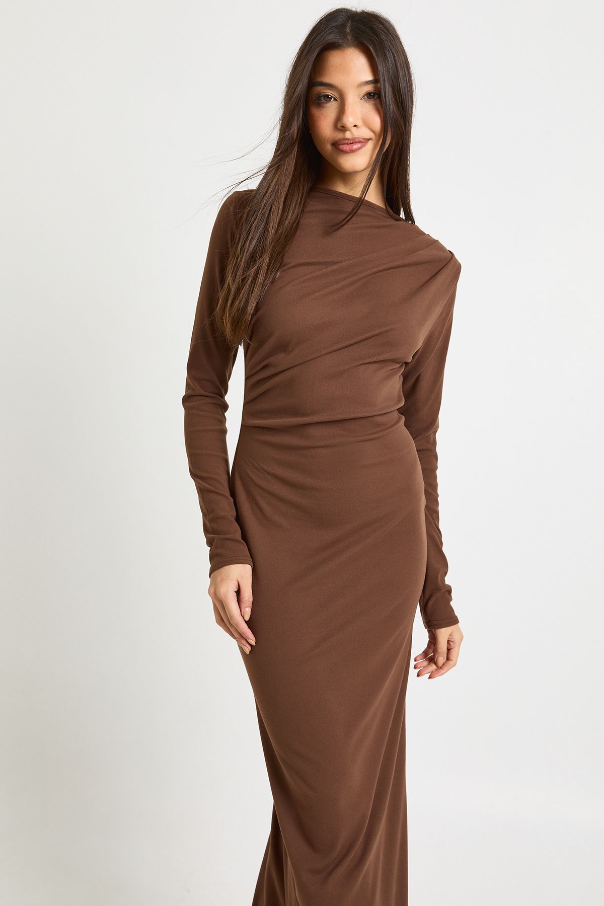 Ruched Long Sleeve Midaxi Dress - Image 3