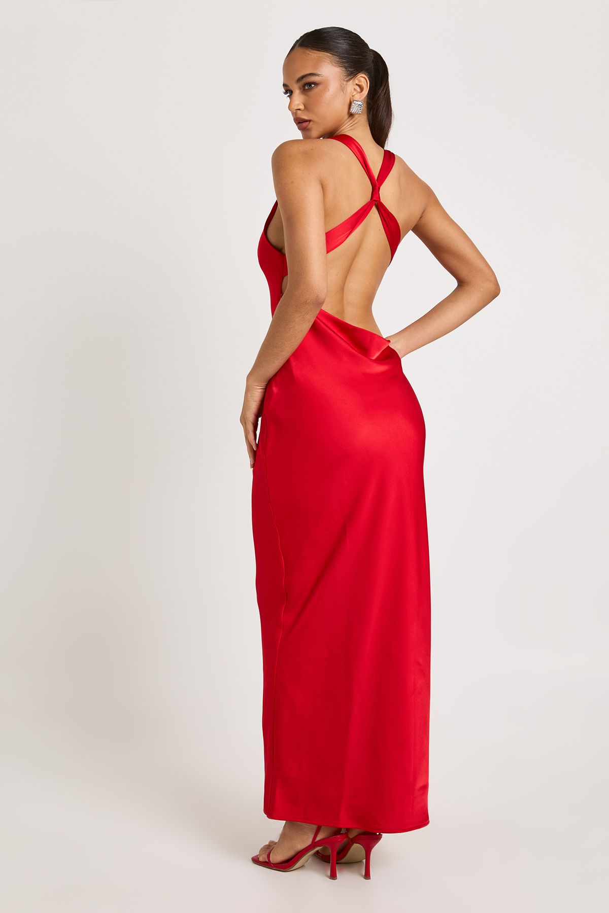 Drape Back Satin Maxi Dress - Image 2
