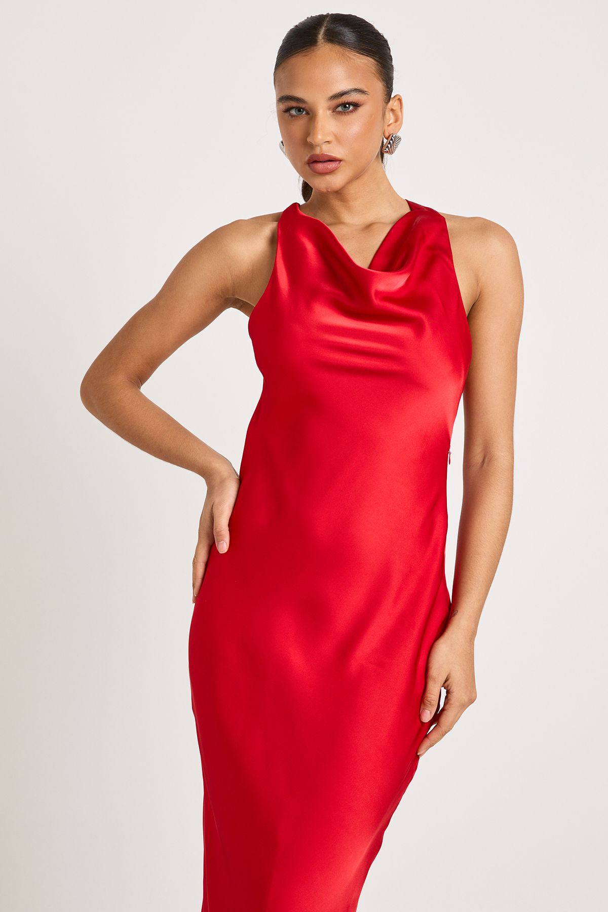 Drape Back Satin Maxi Dress - Image 3