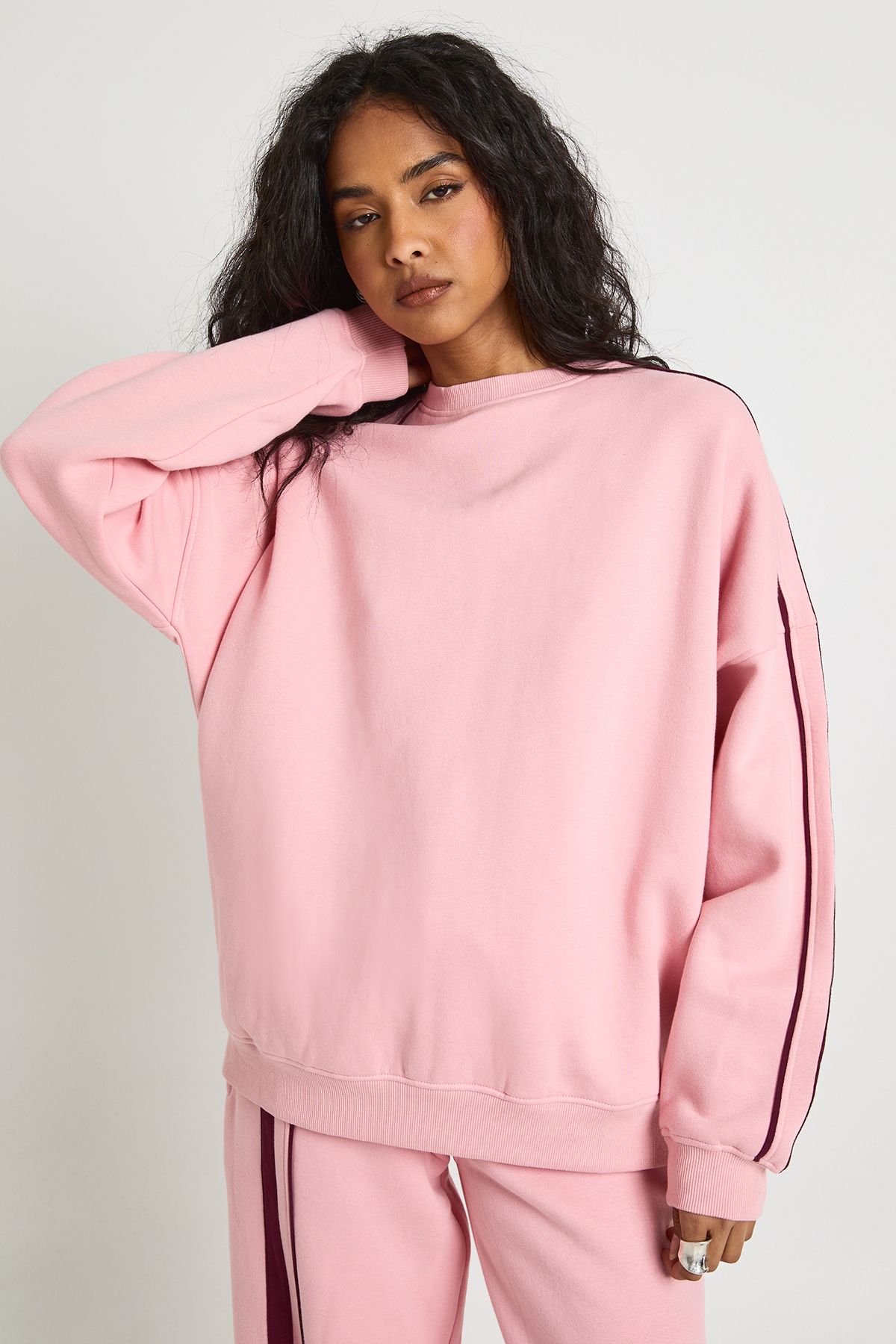 Double Side Striped Oversized Sweatshirt - Image 3