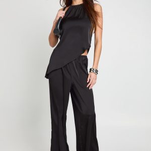 Halterneck Asymmetric Satin Cami & Trouser Co-ord