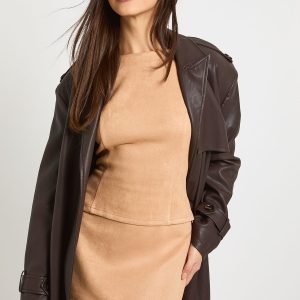 Faux Suede Top & Mini Skirt Co Ord