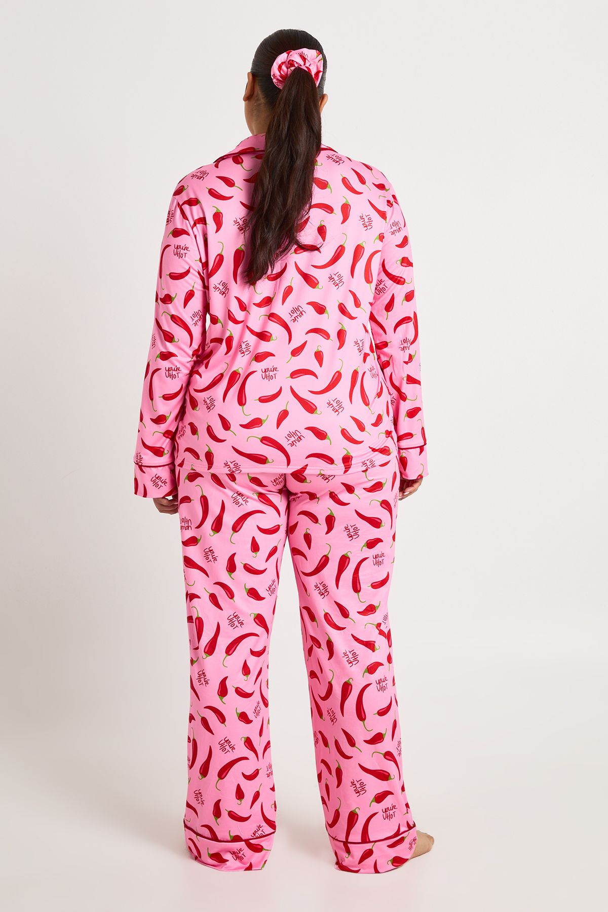 Plus Valentines 3 Piece Chill Print Long Sleeve Shirt & Trouser Pyjama Set - Image 2