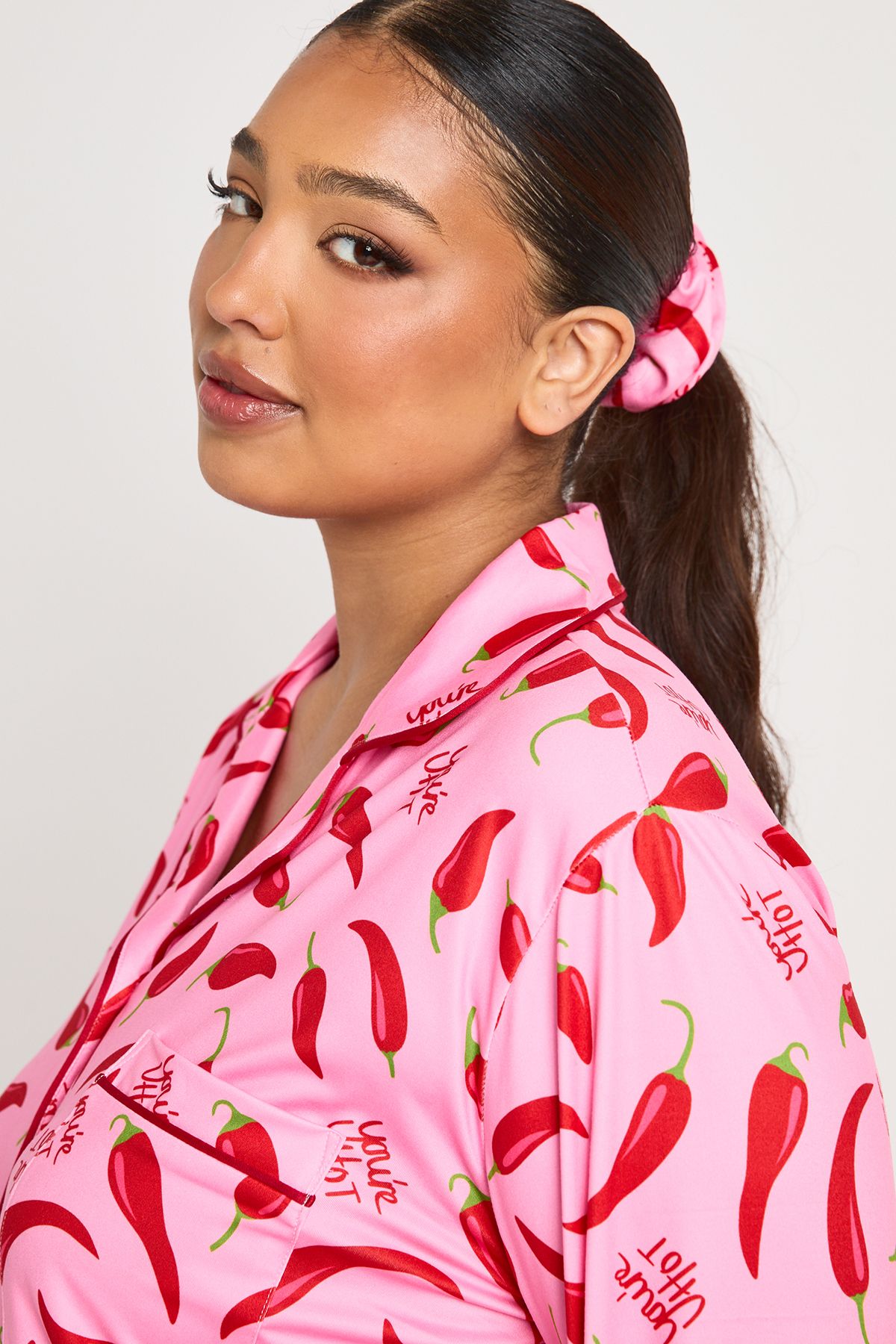 Plus Valentines 3 Piece Chill Print Long Sleeve Shirt & Trouser Pyjama Set - Image 4