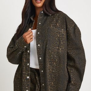 Plus Leopard Oversized Shirt