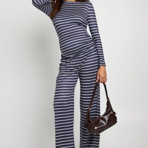 Maternity Stripe Long Sleeve Top And Trouser Set