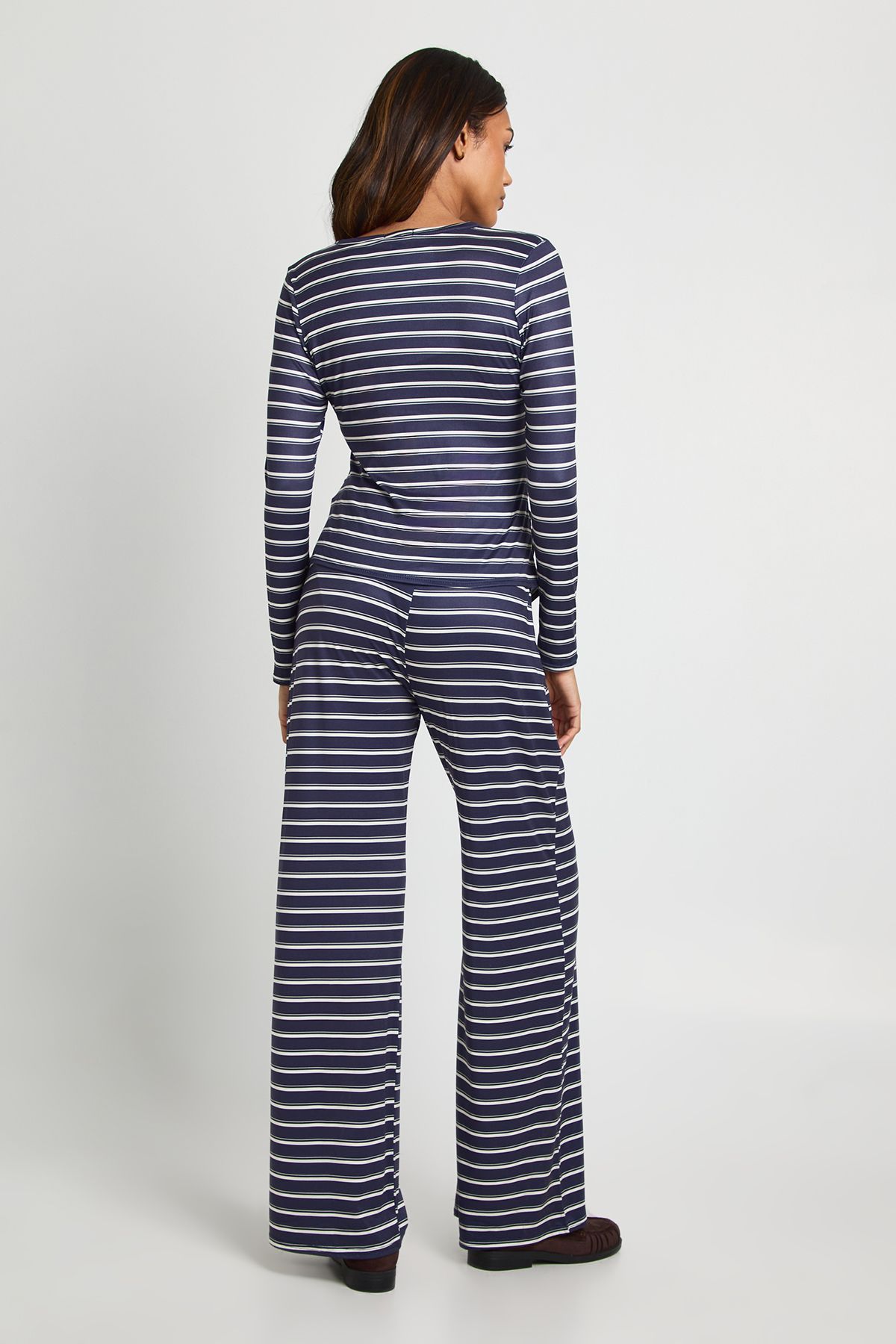 Maternity Stripe Long Sleeve Top And Trouser Set - Image 2