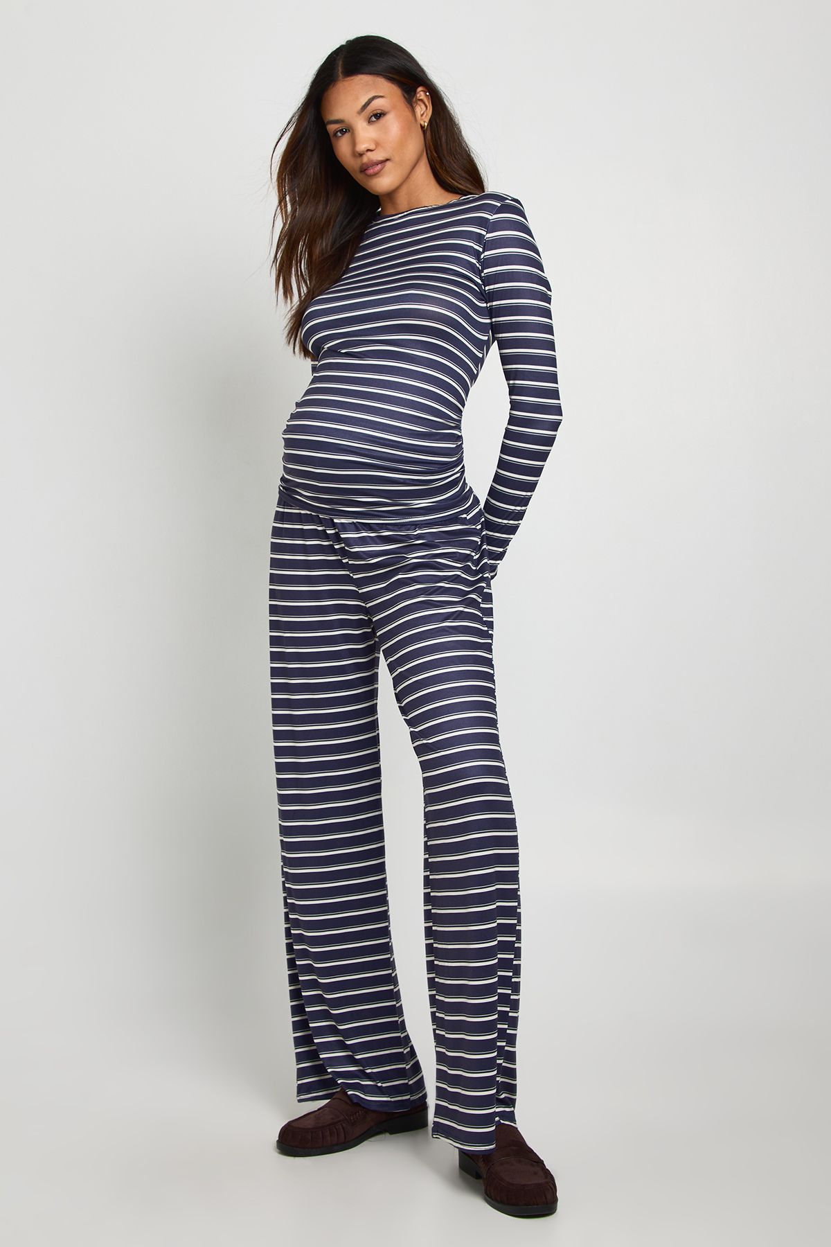 Maternity Stripe Long Sleeve Top And Trouser Set - Image 3