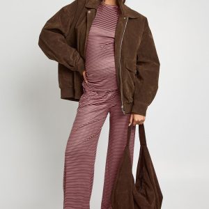 Maternity Stripe Long Sleeve Top And Trouser Set