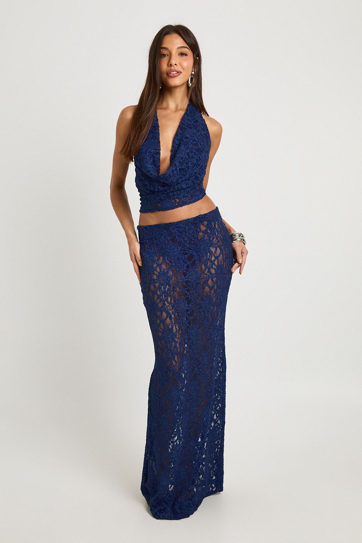 Glitter Lace Maxi Skirt