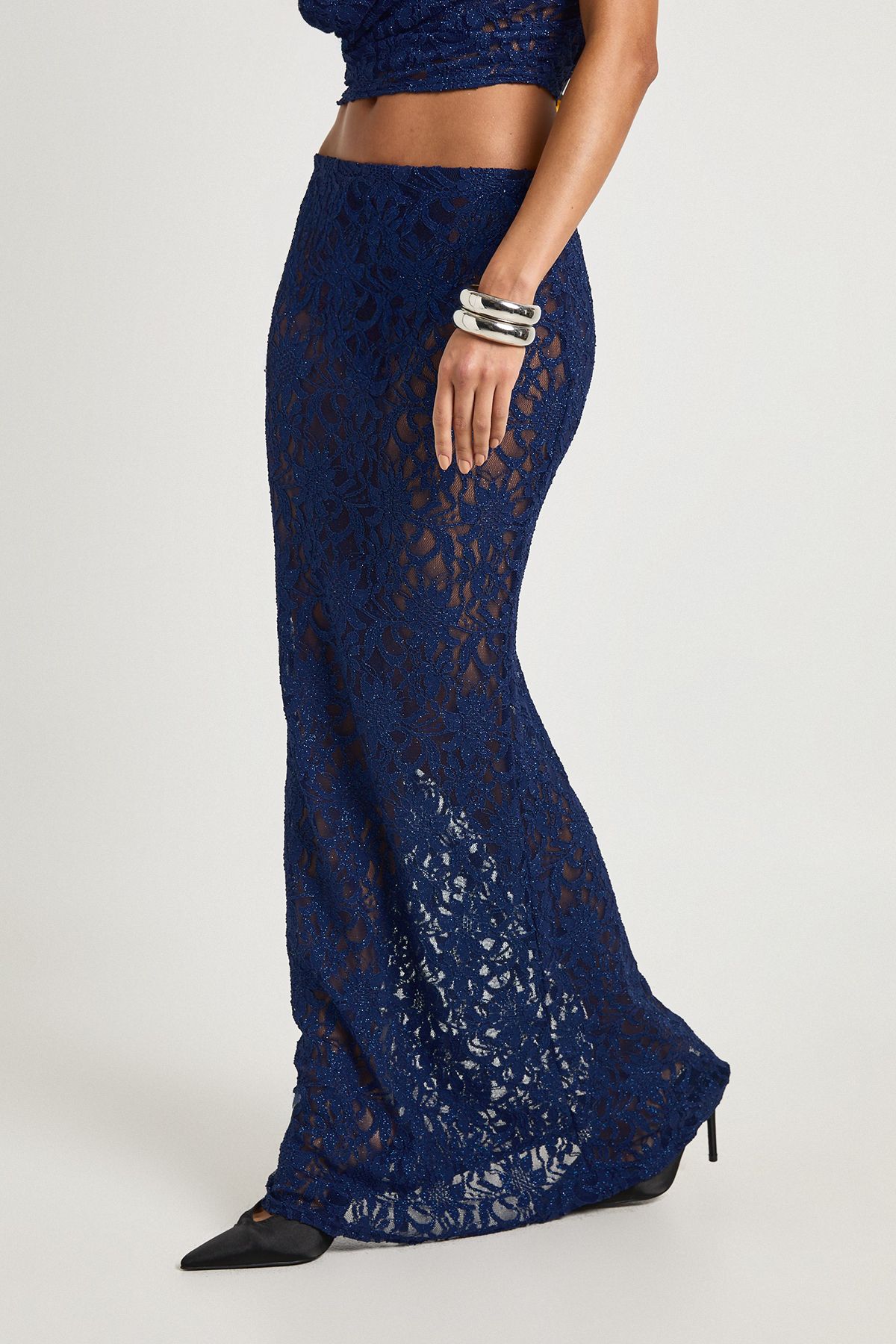Glitter Lace Maxi Skirt - Image 3