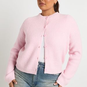 PLUS RIB BUTTON DOWN KNIT CARDIGAN