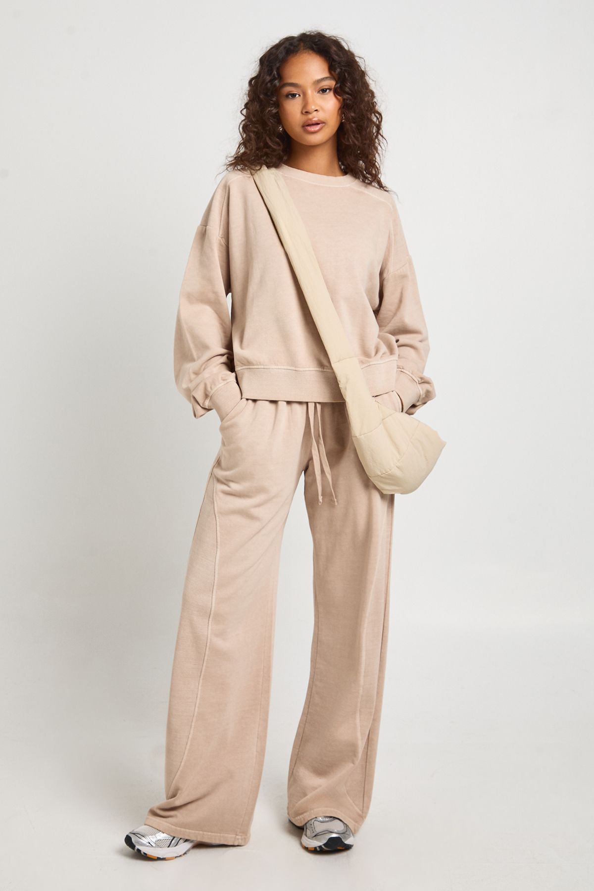 Washed Ribbed Detail Straight Leg Tracksuit