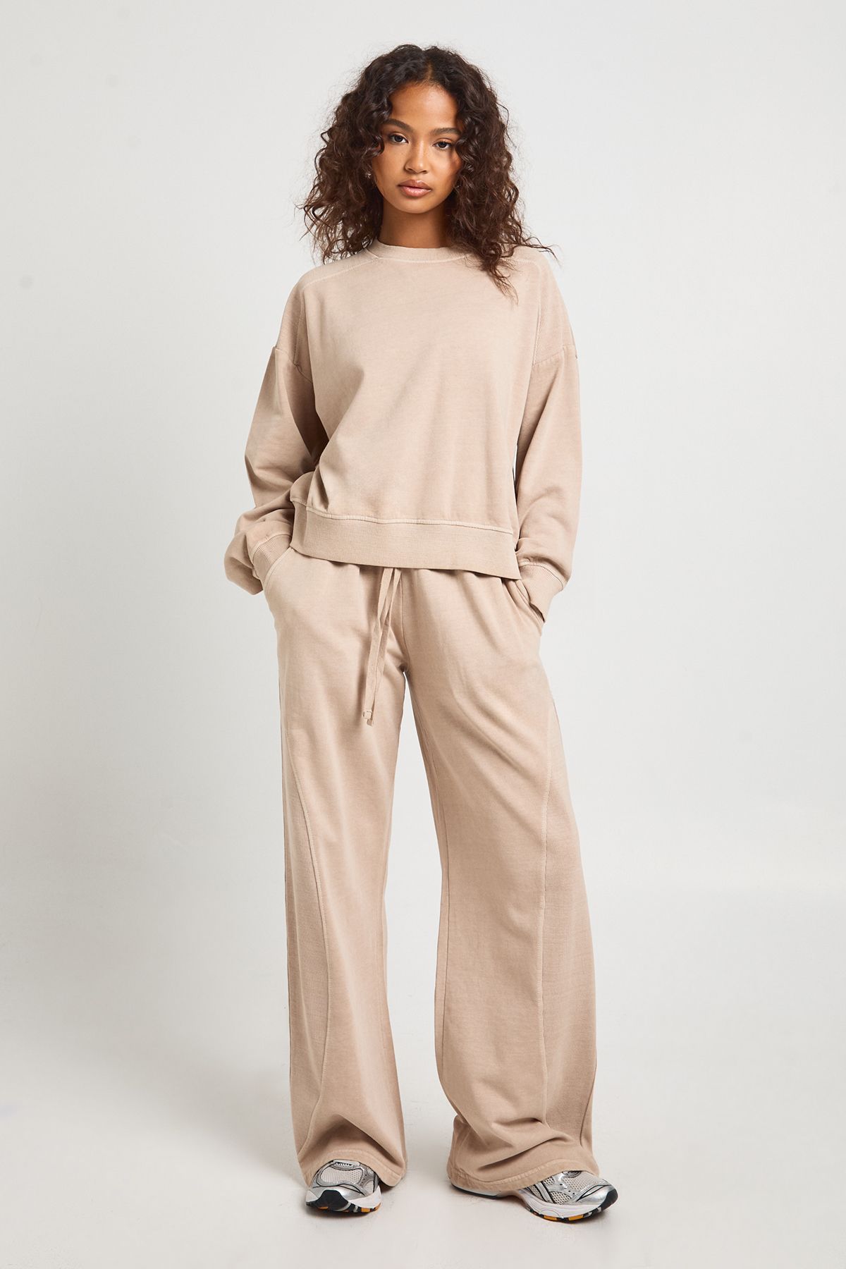 Washed Ribbed Detail Straight Leg Tracksuit - Image 3