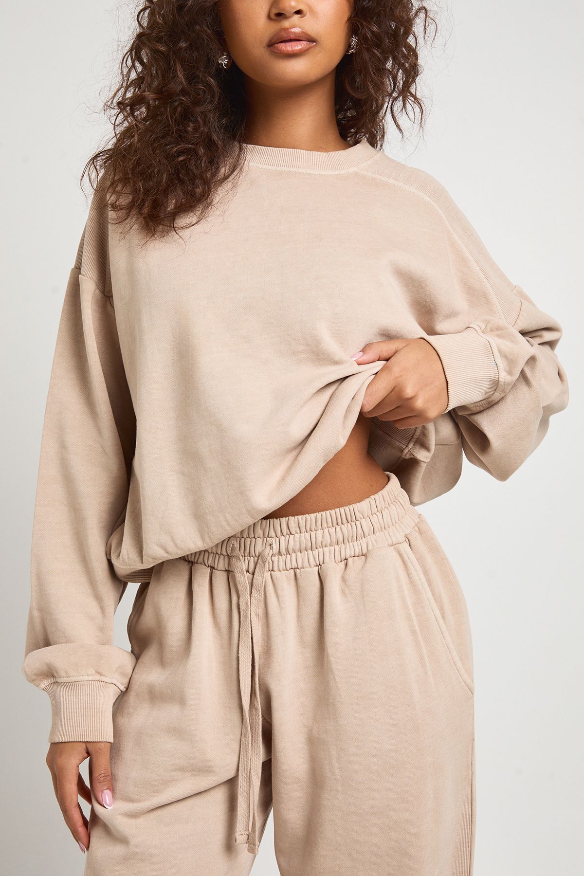 Washed Ribbed Detail Straight Leg Tracksuit - Image 4