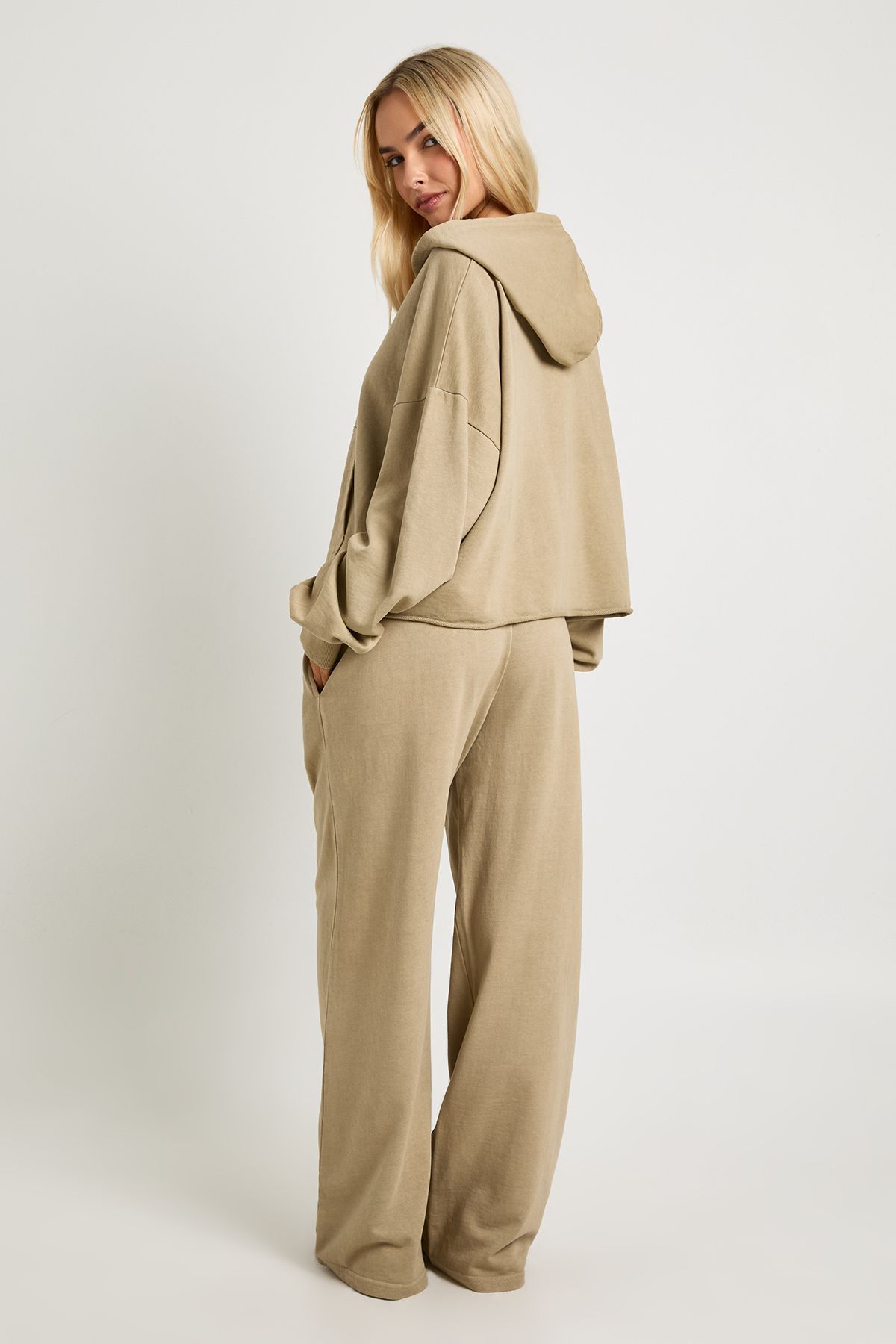 Washed Distressed Hem Straight Leg Tracksuit - Image 2