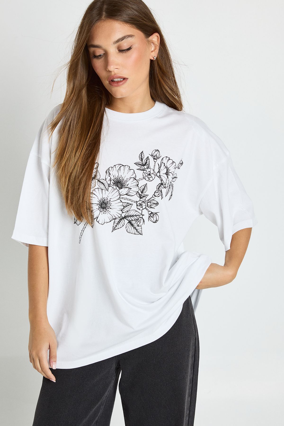 Floral Sketch Printed T-Shirt