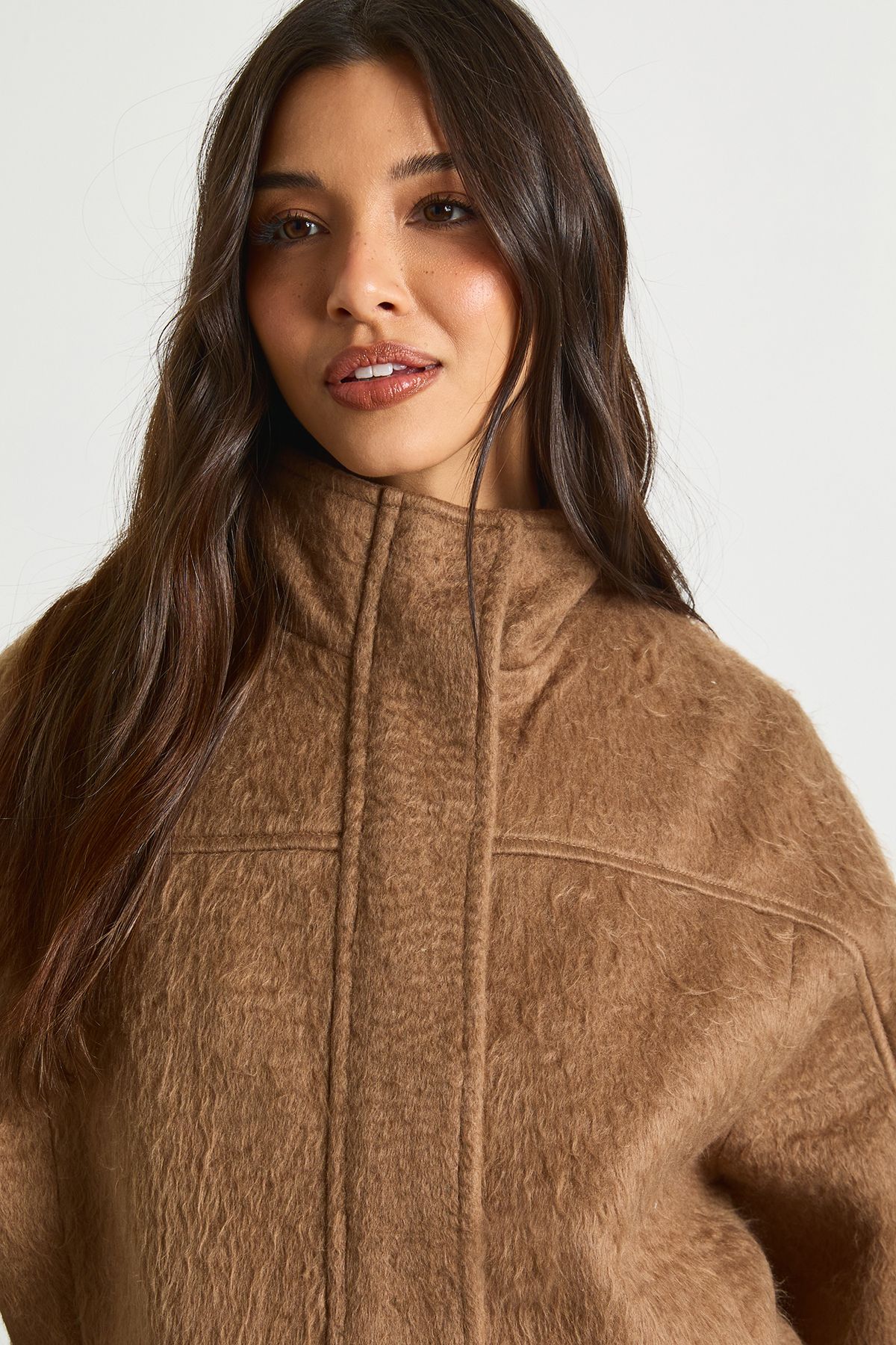 Textured Wool Look Bomber Jacket - Image 4