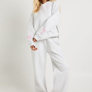 Embroidered Bow Hoodie Tracksuit