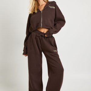 Copenhagen Embroidered Cropped Hoodie Tracksuit