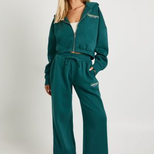 Copenhagen Embroidered Cropped Hoodie Tracksuit