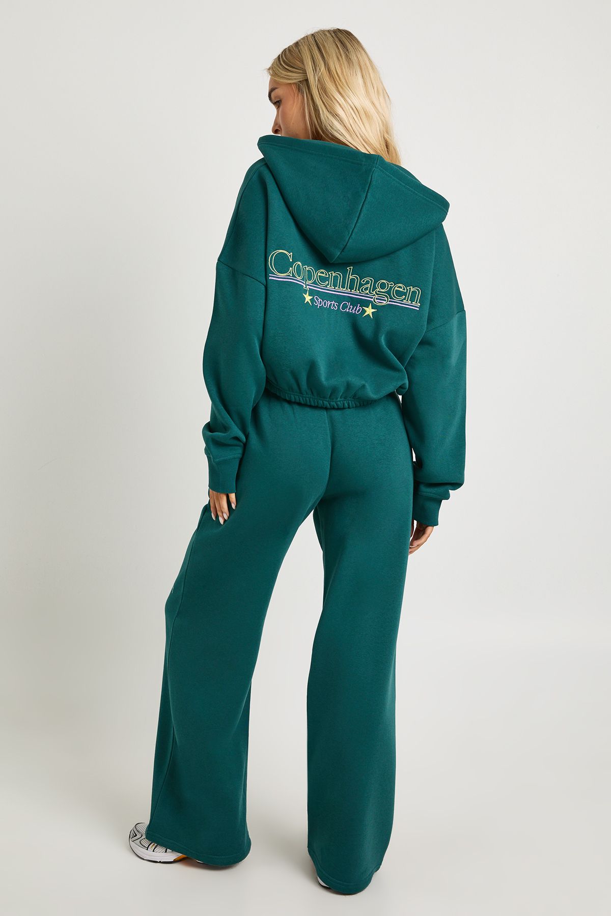 Copenhagen Embroidered Cropped Hoodie Tracksuit - Image 2