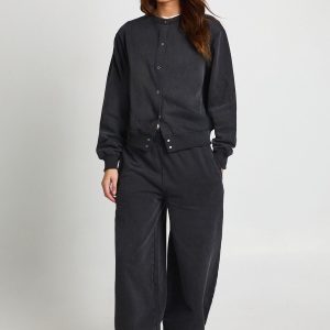 Washed Popper Bomber Sweatshirt Barrell Leg Tracksuit