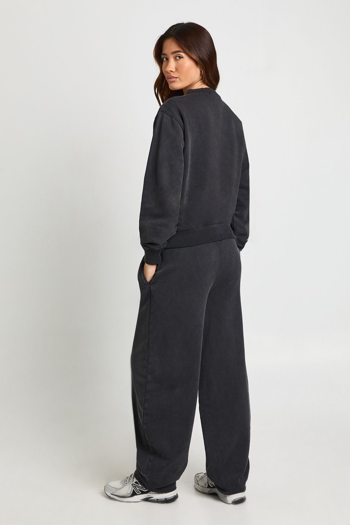 Washed Popper Bomber Sweatshirt Barrell Leg Tracksuit - Image 2
