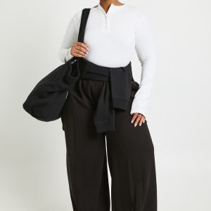 Plus High Waist Pleat Detail Straight Leg Jogger