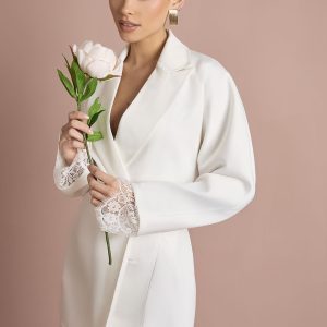 Lace Hem Structured Blazer Dress