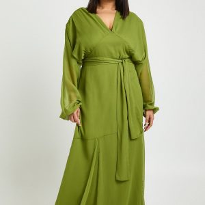 Plus Chiffon Batwing Flare Hem Maxi Dress