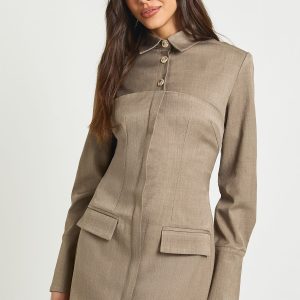 Tailored Double Layer Utility Shirt Dress