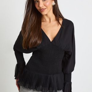 Chiffon Shirred Blouse