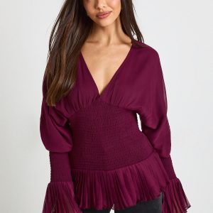 Chiffon Shirred Blouse