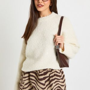 Zebra Wool Look A-line Mini Skirt