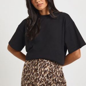 Leopard Wool Look A-line Mini Skirt