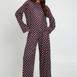 Tall Polka Dot Print Long Sleeve Top & Trousers Pyjama Set