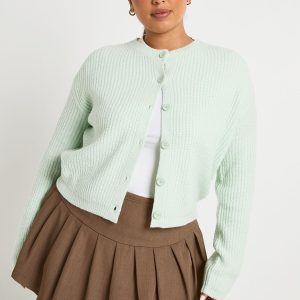PLUS RIB BUTTON DOWN KNIT CARDIGAN