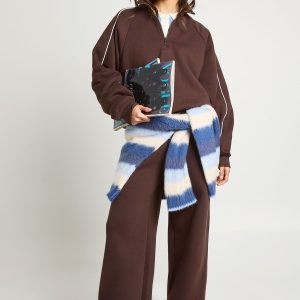 Half Zip Sweatshirt Piping Detail Tracksuit