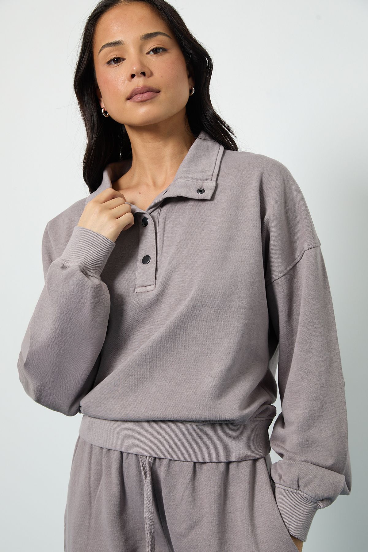 Washed Funnel Neck Sweatshirt Tracksuit - Image 4