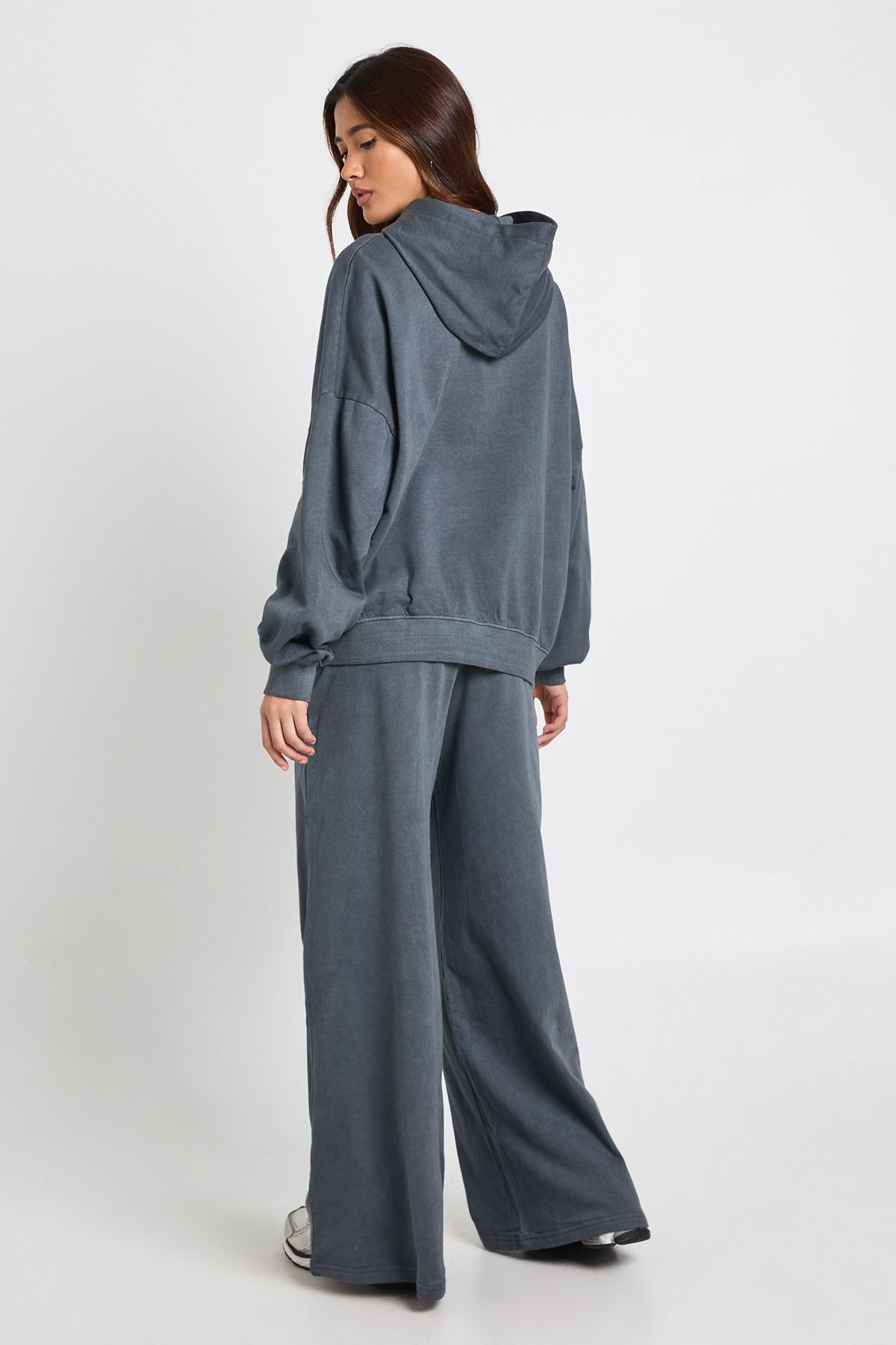 Washed Oversized Zip Through Hoodie Tracksuit - Image 2