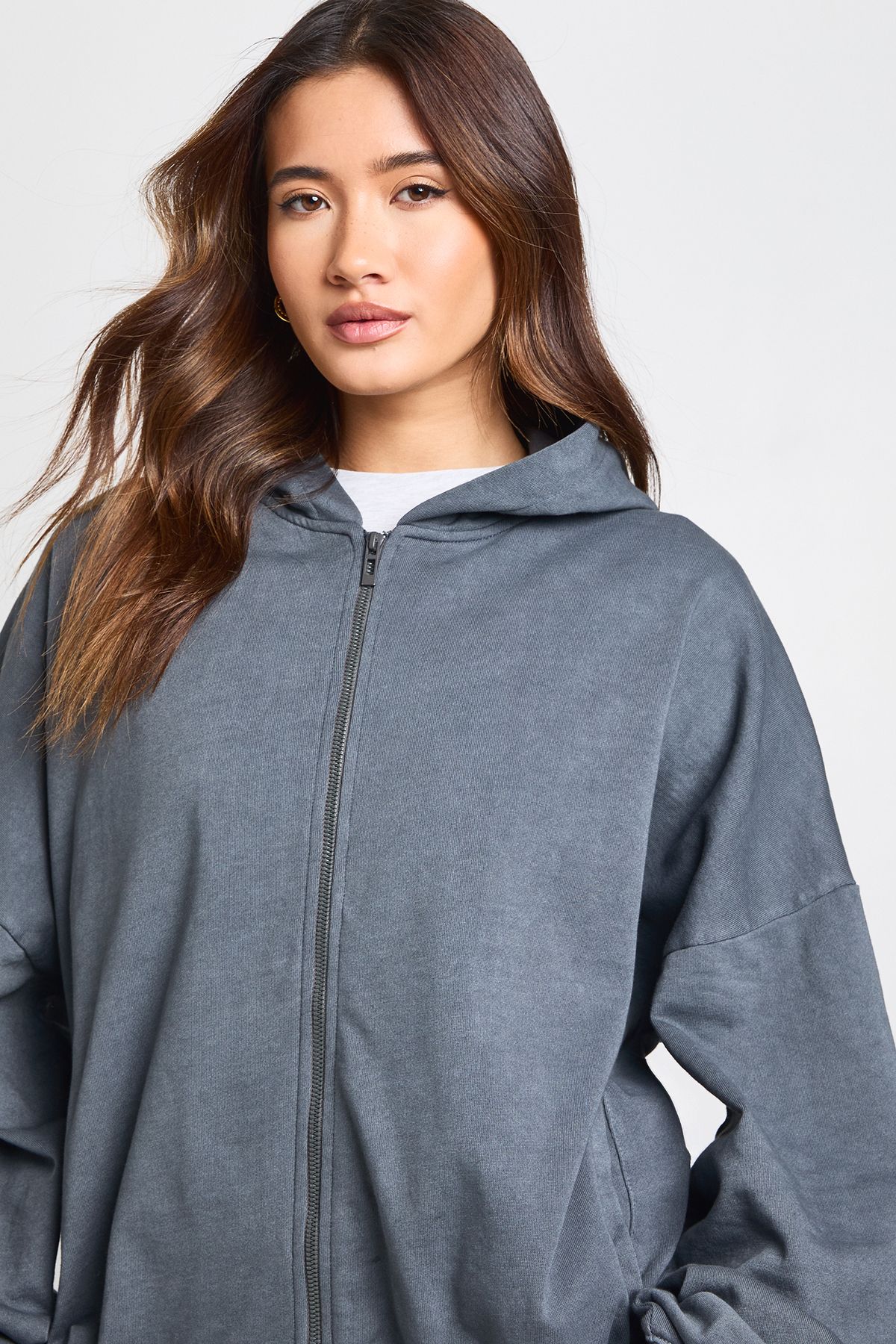 Washed Oversized Zip Through Hoodie Tracksuit - Image 4
