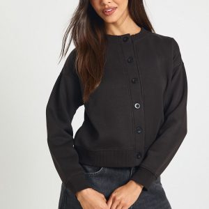 High Neck Fleece Cardigan