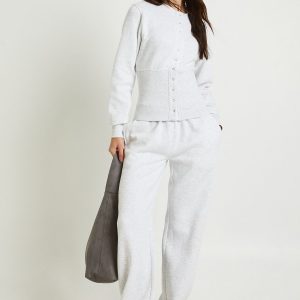 Tall Deep Hem Popper Bomber Sweatshirt Tracksuit