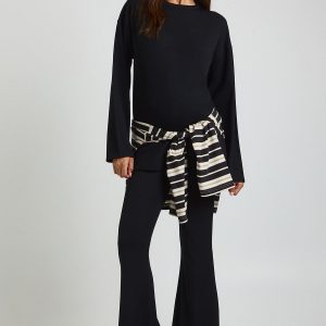 Maternity Split Side Oversized Long Sleeve Top And Flared Trouser