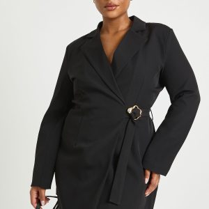 Plus Wrap Tie Blazer Dress