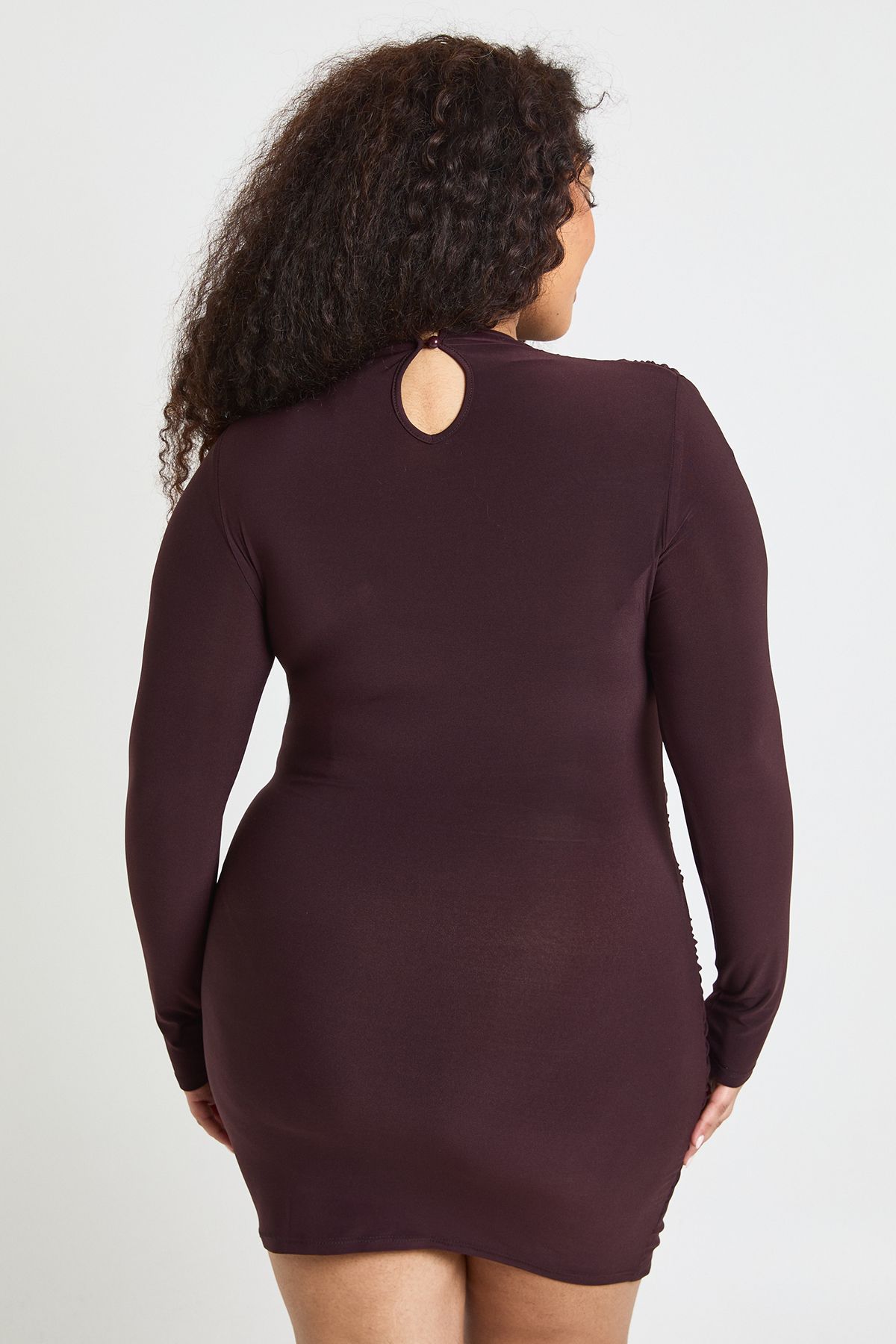 Plus High Neck Wrap Trim Detail Mini Dress - Image 2